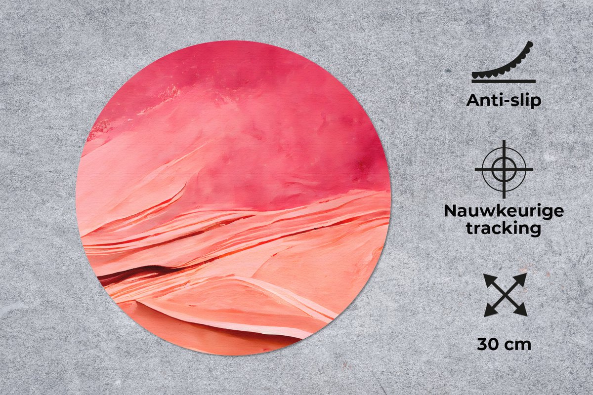 Muismat rond 30x30 cm - Mousepad Abstract - Roze - Pastel - Vormen - Ronde muismatten