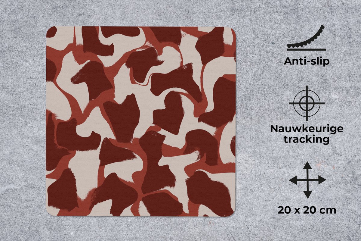 Muismat 20x20 cm - Mousepad Abstract - Bruin - Kleuren - Pastel - Muismatten