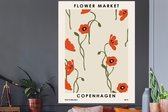 Muurstickers - Sticker Folie - Bloemen - Copenhagen - Rood - Pastel - 120x160 cm - Plakfolie - Muurstickers Kinderkamer - Zelfklevend Behang XXL - Zelfklevend behangpapier - Stickerfolie