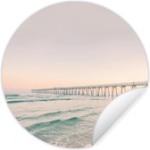 WallCircle - Stickers muraux - Cercle de Papier Peint - Mer - Plage - Pont - Nature - Coucher de Soleil - 140x140 cm - Cercle Mural - Auto Adhésif - Autocollant Rond de Papier Peint