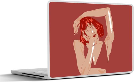 Autocollant pour ordinateur portable - 15,6 pouces - Femme - Rouge - Abstrait - Portrait - 36 x 27,5 cm - Autocollants pour ordinateur portable - Protection pour ordinateur portable
