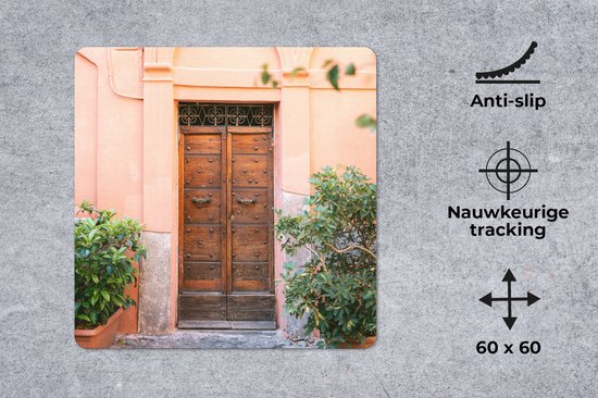 Tapis de souris XXL - Sous-main - Tapis de bureau - Bois - Porte - Pastel - Architecture - 60x60 cm - Tapis de souris XXL