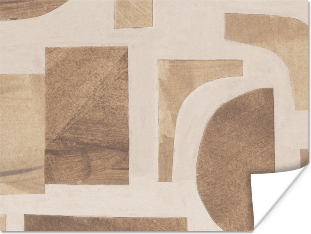 Poster Vormen - Abstract - Puzzel - Hout - 80x60 cm