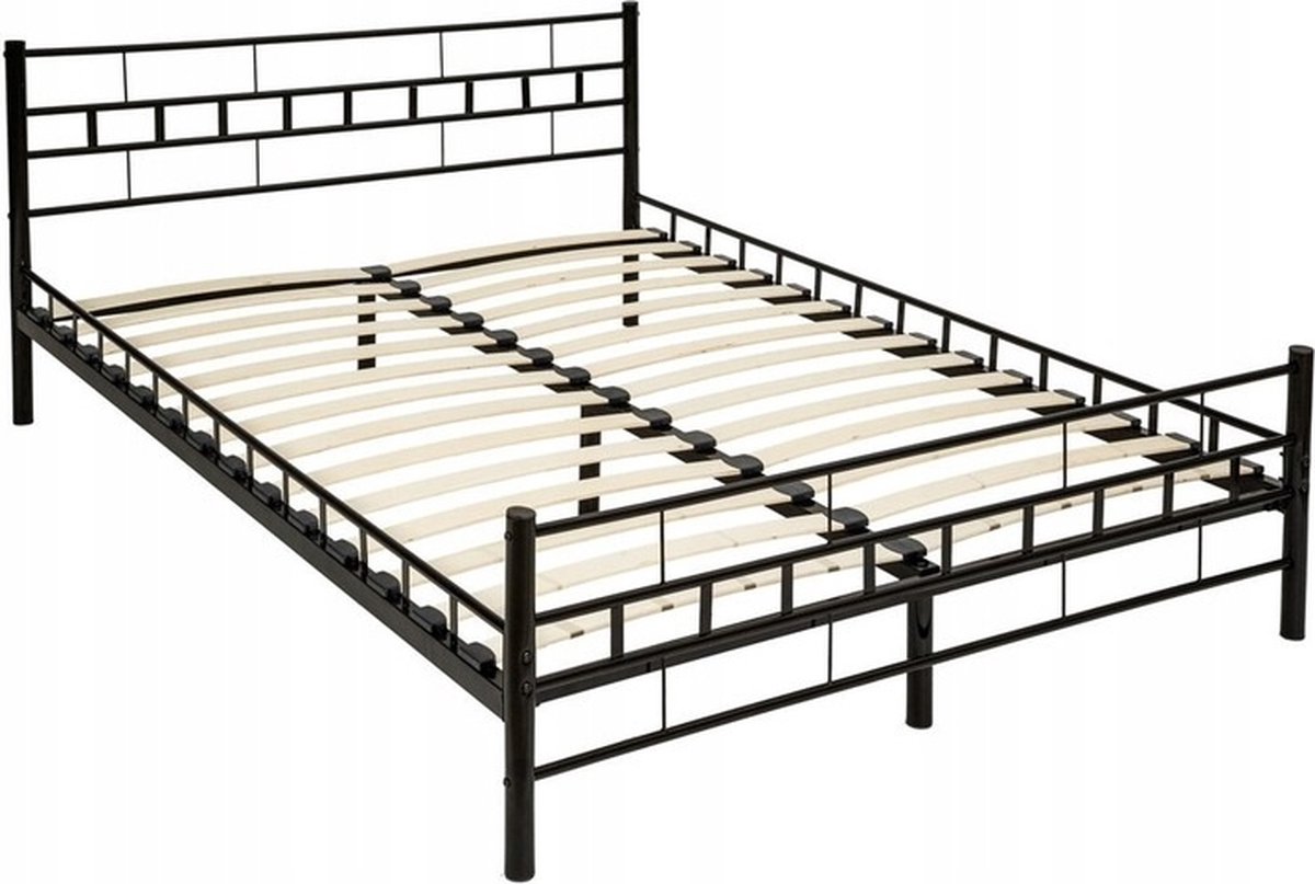 Metalen bedframe - met lattenbodem - 180x200 cm - zwart