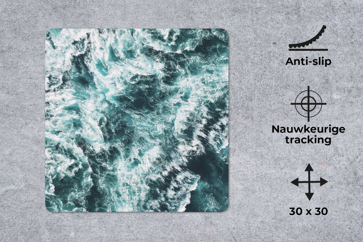 Muismat 30x30 cm - Mousepad Zee - Blauw - Natuur - Water - Muismatten