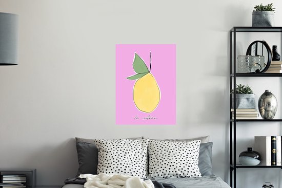 Muurstickers - Sticker Folie - Citroen - Fruit - Pastel - 60x80 cm - Plakfolie - Muurstickers Kinderkamer - Zelfklevend Behang - Zelfklevend behangpapier - Stickerfolie
