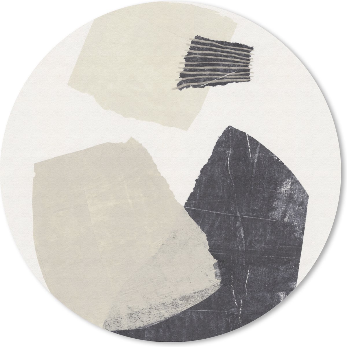 Muismat rond 30x30 cm - Mousepad Abstract - Vormen - Pastel - Zwart - Ronde muismatten