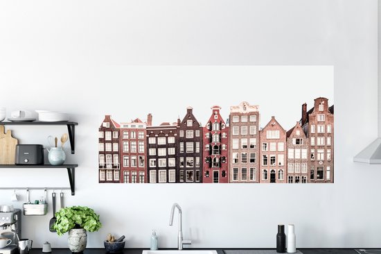 Stickers muraux - Film autocollant - Amsterdam - Architecture - Maisons - Rue - 160x80 cm - Film adhésif - Stickers muraux Chambre d'enfant - Papier peint autocollant - Papier peint autocollant - Film autocollant