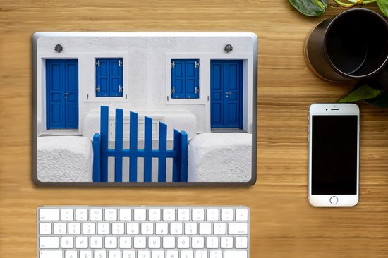 Laptop sticker - 12.3 inch - Huis - Architectuur - Blauw - Wit - 30x22cm - Laptopstickers - Laptop skin - Cover