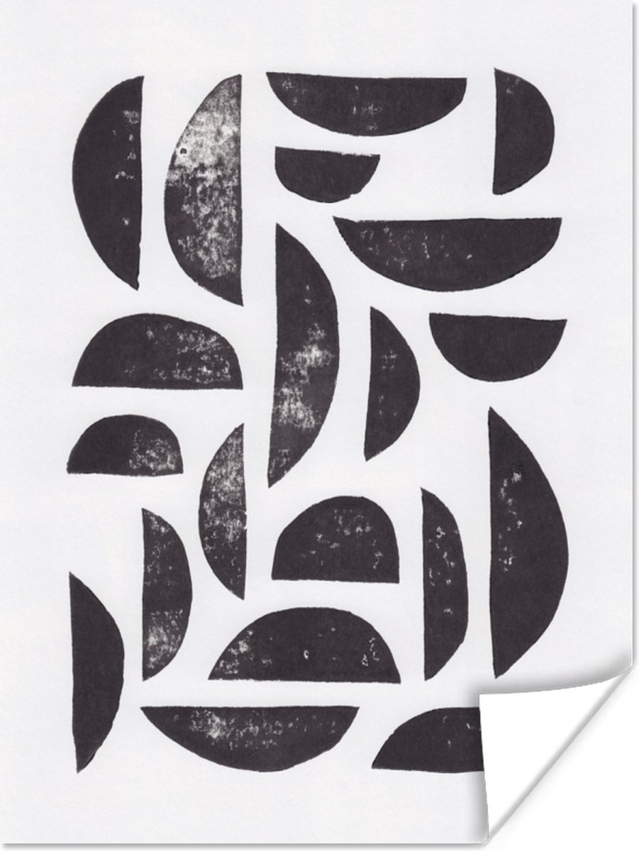 Poster Vormen - Abstract - Zwart - Wit - 90x120 cm