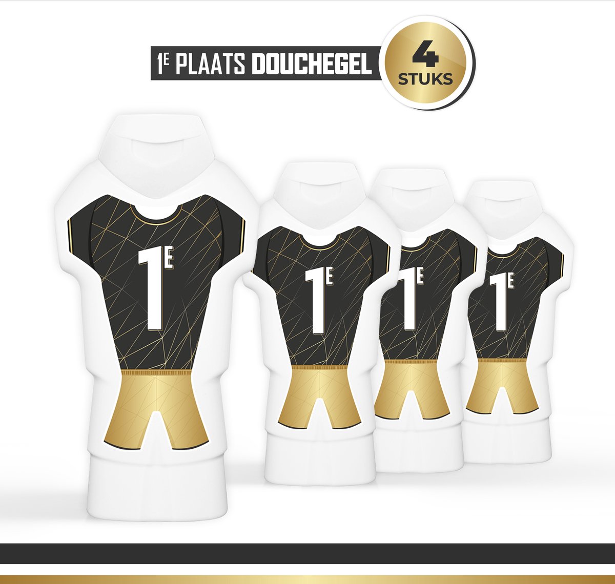 Goedkoopste Douchegel 1e Plaats - 4 stuks - | Prijs - Cadeau - Toernooi - Showergel - Shower gel - Voetbal - Prijzen