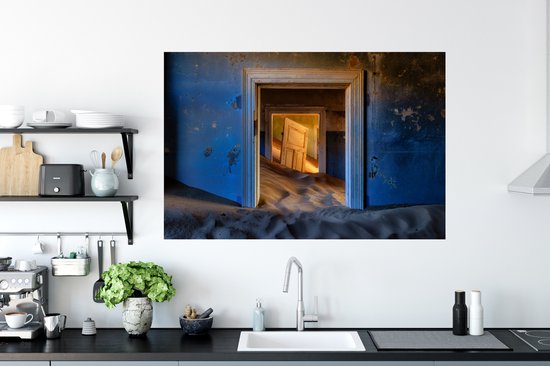 Stickers muraux - Sticker Foil - Sable - Blauw - Porte - Architecture - 120x80 cm - Film Adhésif - Stickers muraux Chambre Enfant - Papier Peint Auto Adhésif