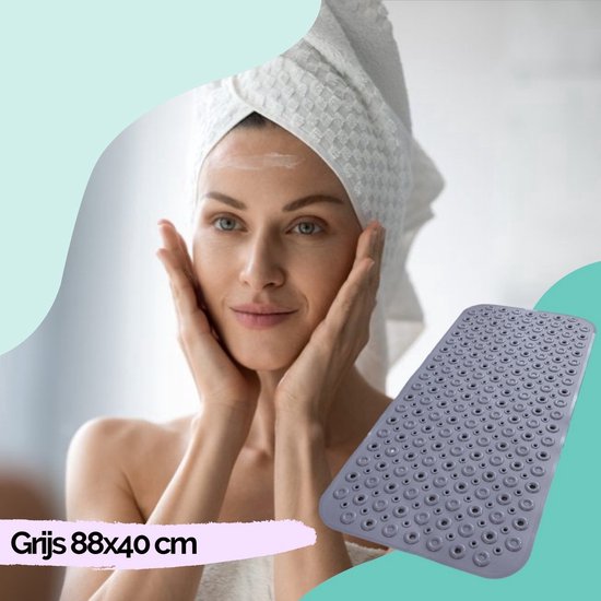 Avalo Badmat / Antislipmat Douche - 100x40CM - Zwart - Met Zuignappen