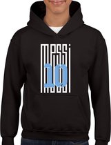 Lionel Messi- Kinder hoodie - Zwart - Maat 128 - Hoodie - leeftijd 9 tot 10 jaar - rugnummer10 - hoodie Cadeau - Quotes - Zwarte Hoodie