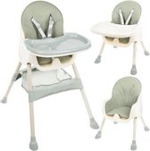 b"Kinderstoel 3 in 1 Verstelbaar - Stoel - Kinderzitje - Stoeltje - Stoelen - Voederstoel - Eetstoel - Combistoel - Baby Eetstoel - Kinderstoel voor Baby's - klaptafel 5-punts Gordel - Groen"