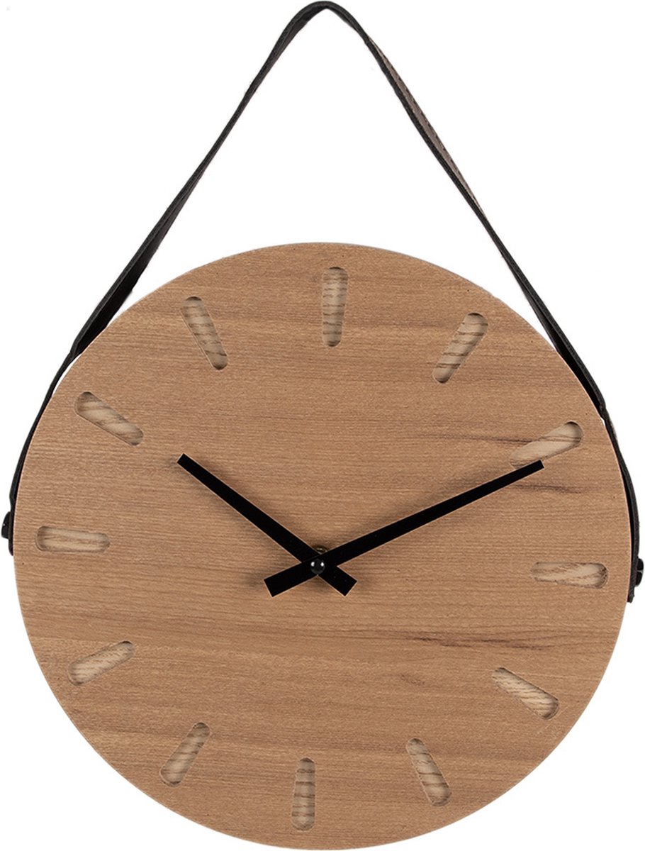 Clayre & Eef Wandklok Ø 30 cm Bruin MDF