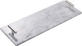 Marmeren dienblad met zilveren hendels 40 x 14 cm