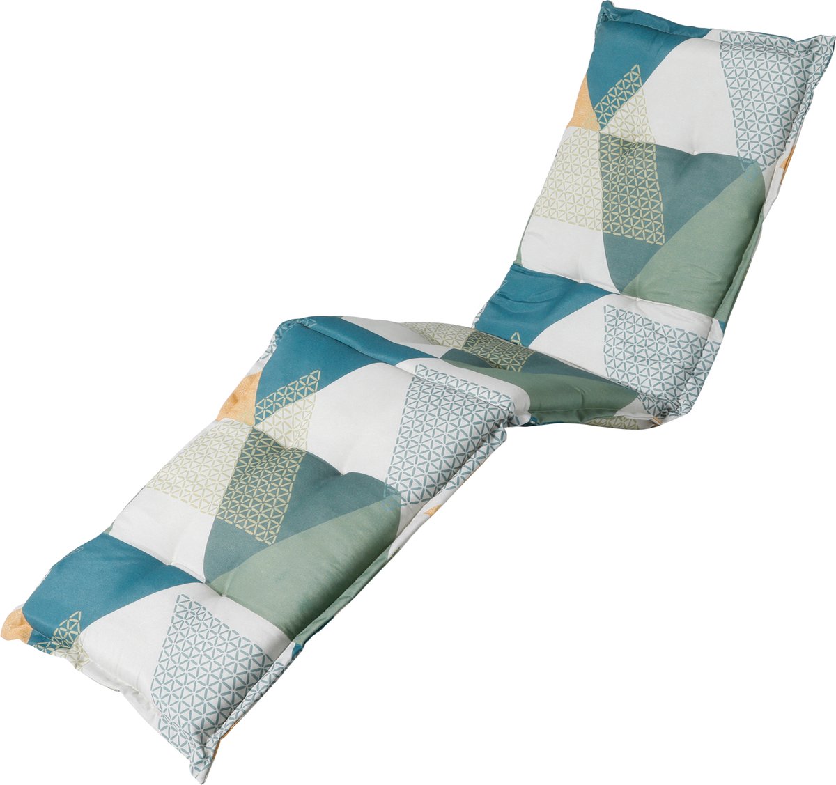 Tuinkussen Triangle Groen van Madison - 200x60cm - Past perfect op ligbedden - Loungekussen met uniek design.