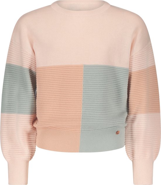 Nobell Keson Colorblock Knitted Sweater Truien & Vesten Meisjes - Sweater - Hoodie - Vest- Roze - Maat 122/128