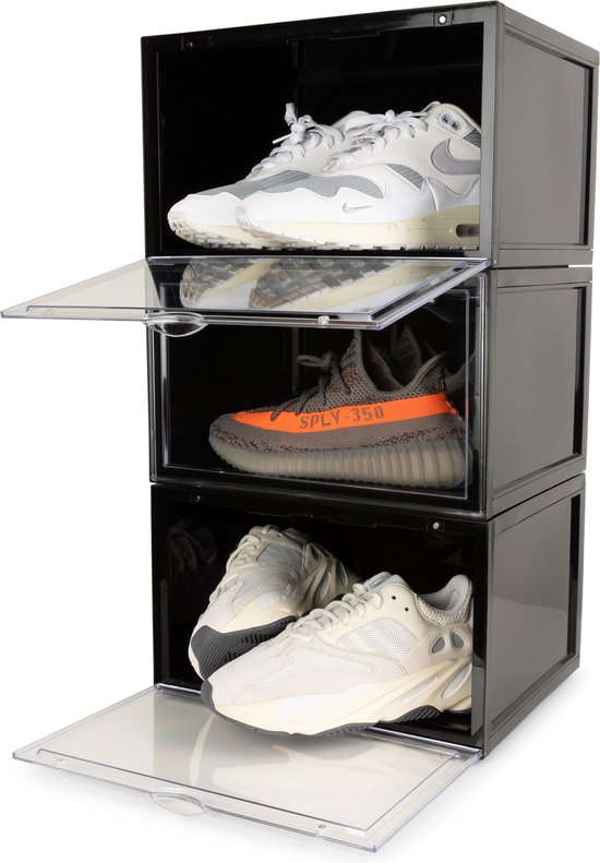 Sneaker Box - 2 pièces - Rangement chaussures - Meuble à chaussures -  Empilable -... | bol.com