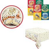 Harry Potter - Feestpakket - Kinderfeest - Verjaardag - Themafeest - Tafelkleed - Servetten - Bordjes - Karton - Wegwerp.