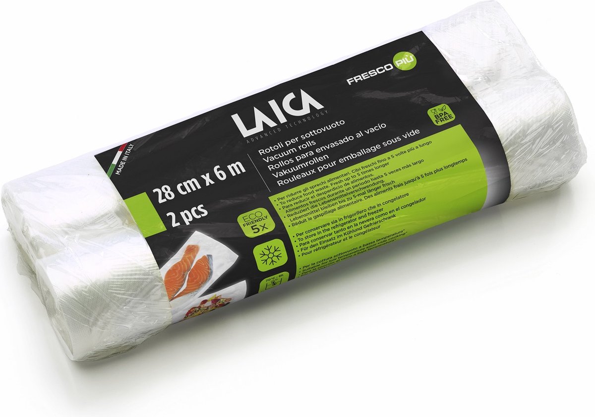 Laica VT3509 - vacuümfolie - accessoire vacuümsealer - formaat 28 x 600cm - set van 2 rollen vacumeerfolie