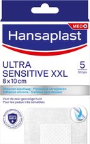 Hansaplast Ultra Sensitive XXL Pleisters - 8 x 10cm - 5 Strips - Groot - Eilandpleister - Siliconen Kleeflaag