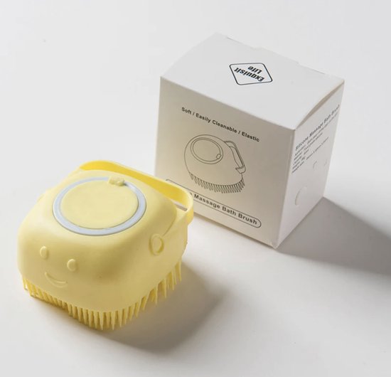 Babycure Siliconen Haarborstel - Yellow Brush - Shampoo massage borstel - Leuk om kado te geven! van Babycure — afbeelding 4