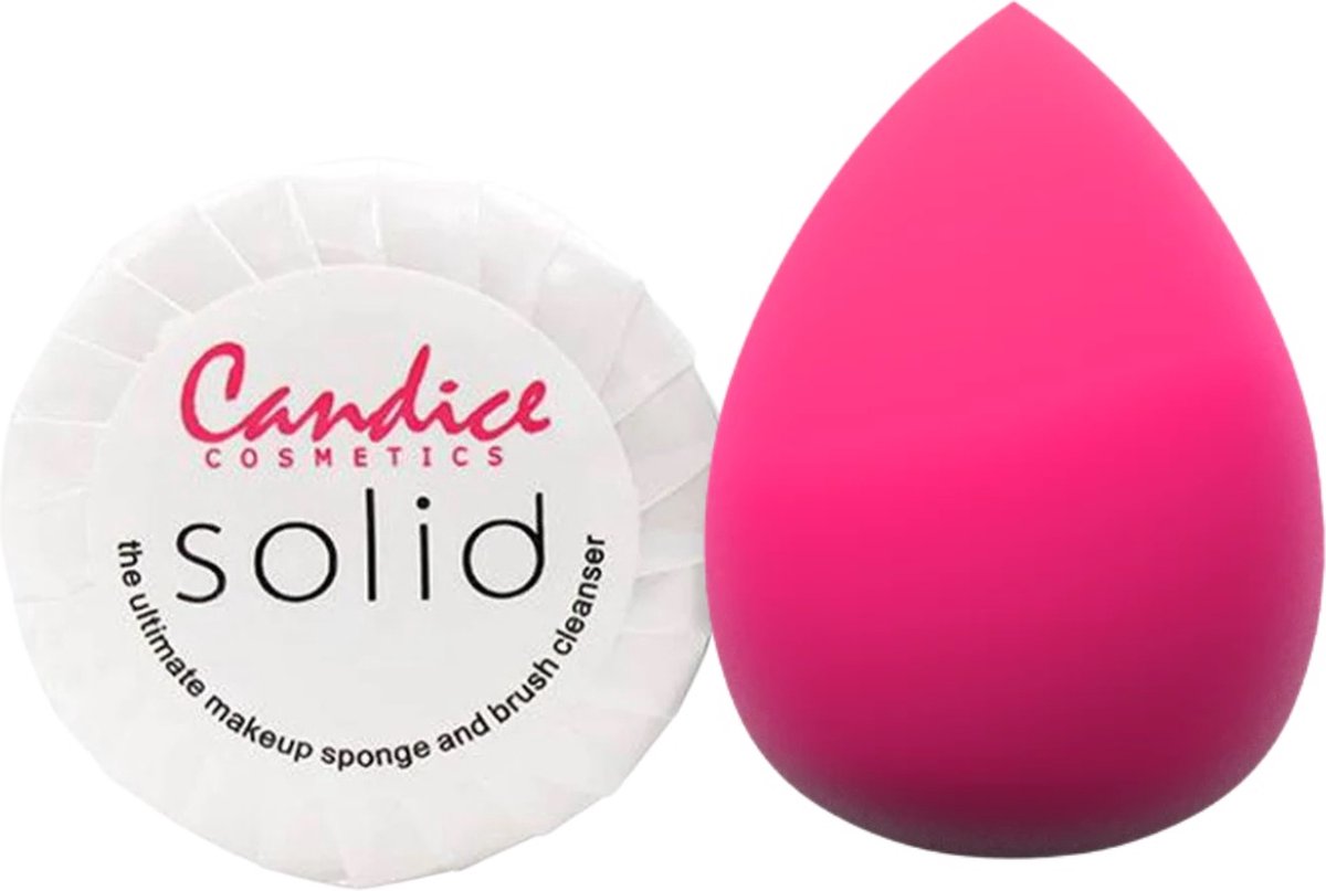 Candice Cosmetics - Makeup Blending Sponge + Brush Cleanser Soap - Pink - Makeup Spons - Zeep voor Kwasten - Kwastenreiniger - Roze - 28 g