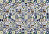 Fotobehang - Vlies Behang - Kleurrijke Mozaïek Tegels - 416 x 290 cm