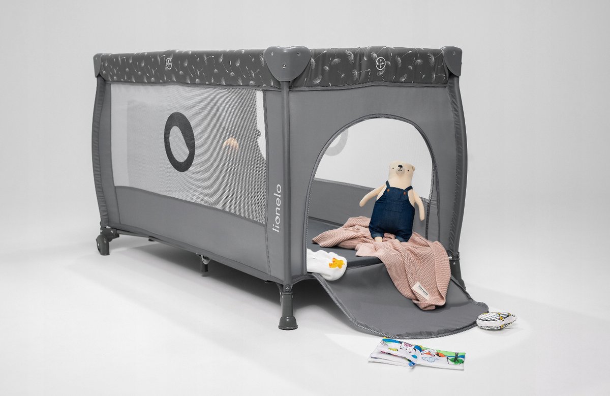 LIONELO STEFI PLUS Campingbedje 4 in 1 – Baby Bed / Inklapbare Box / Reisbedje MET Bodemverhoger (Rugvriendelijk Ontwerp) – MET comfort MATRAS – 60x120 cm – 0-36 maanden / tot 15 kg – Zij-ingang – Wielen – Transporttas – Babybed Babybox Ledikant – foto 3