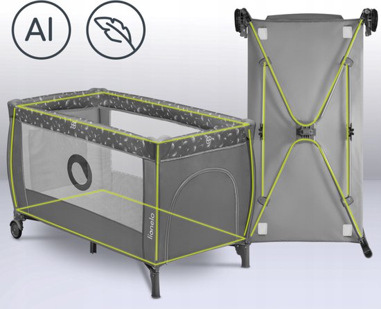 Lionelo Stefi Plus reiswieg getoond in open positie en als frame voor transport.