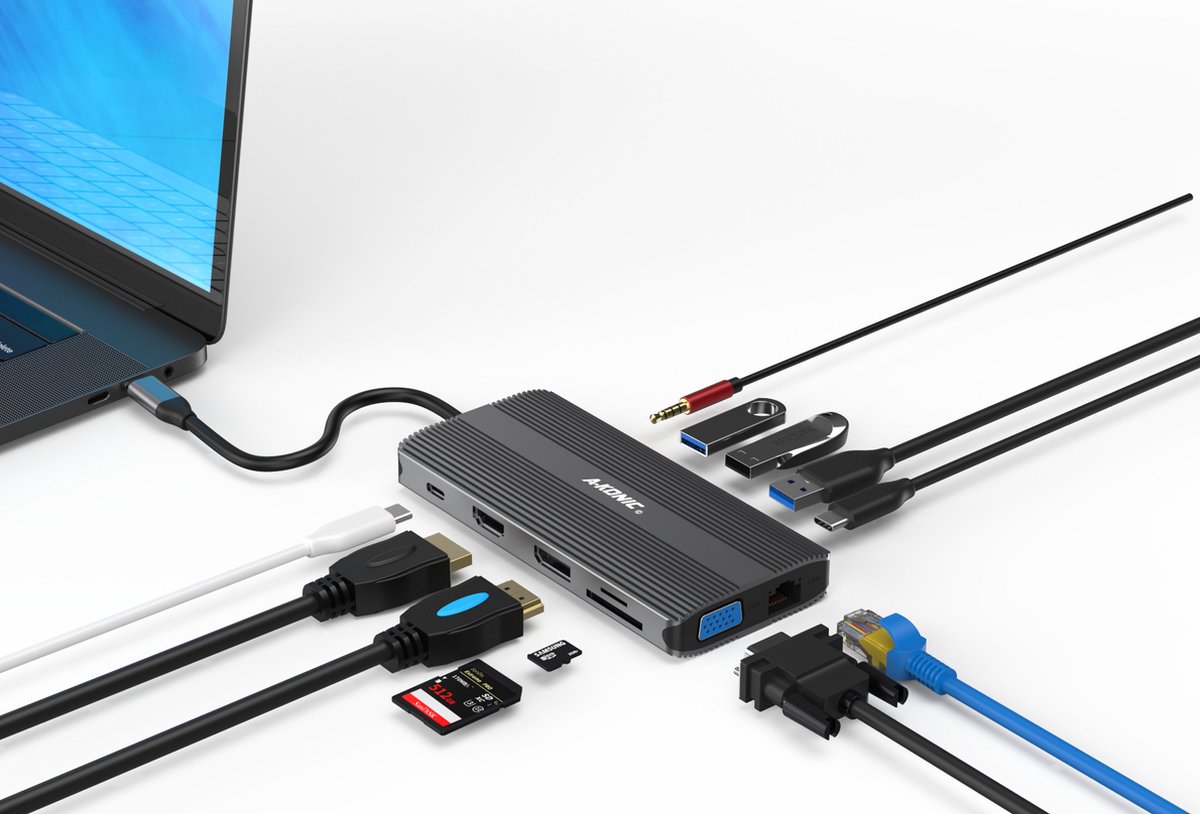 AKonic 12in1 USBC HUB Docking Station Tripple Screen HDMI