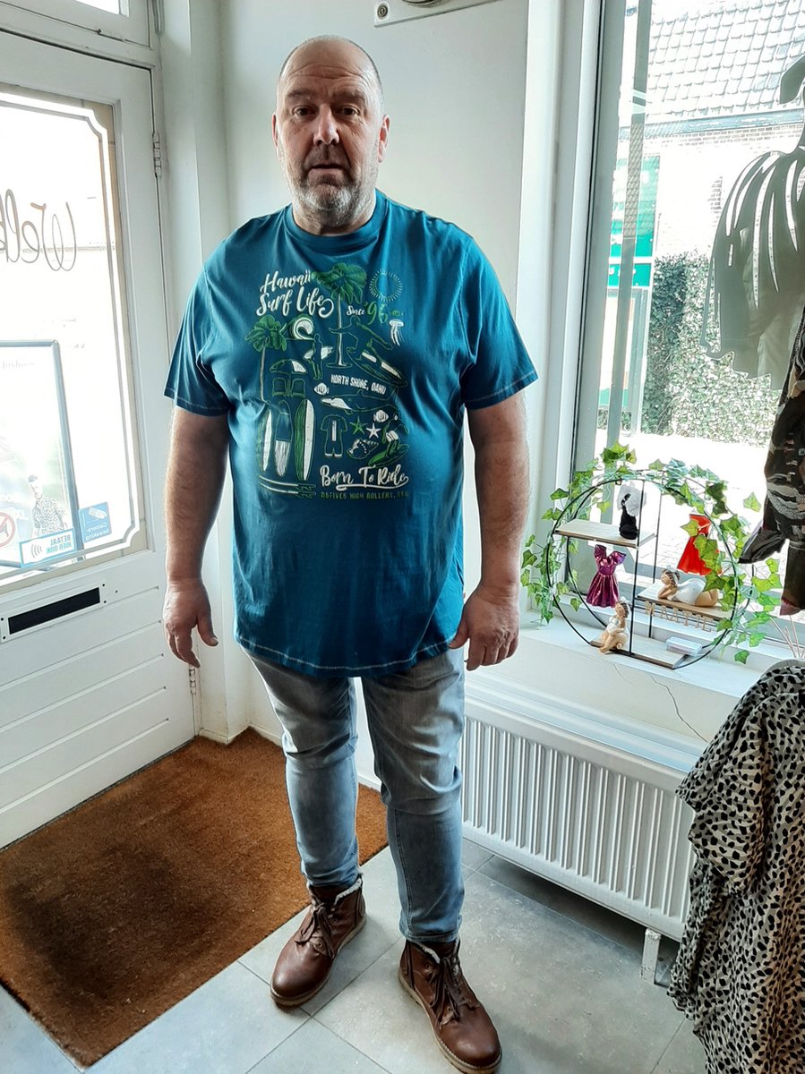 Duke 555 Fernsby T-shirt Blauw Plussize 3XL / Blauw/groen / Katoen