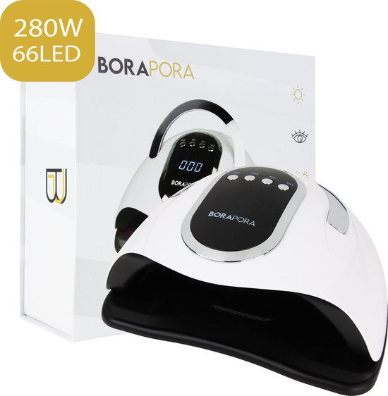 BoraPora Professionele Nageldroger - 280 Watt - 66 LEDS - Geschikt Voor Elke Nagel Gellak - UV Lamp - LED Lamp Nagels - Gellak Lamp - Nagellamp - UV Lamp Gelnagels