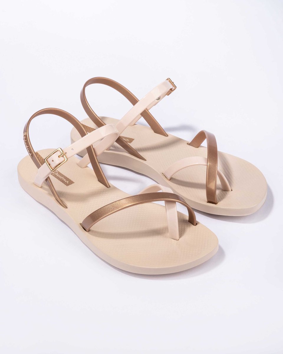 Fashion Sandal Slippers Dames Beige/Gold - Maat 41/42 | bol.com