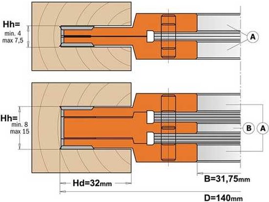 CMT Orange Tools 694.021.40-2-Delige Verstelbare Groeffrees HW