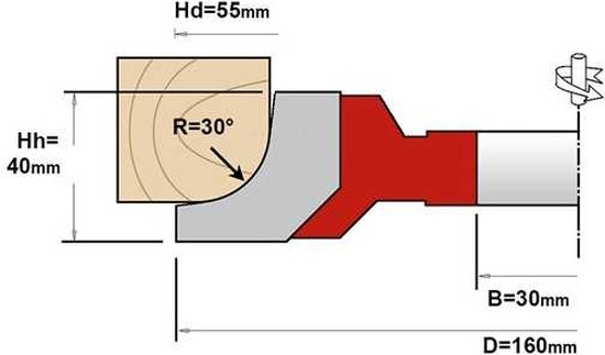CMT Orange Tools 659,045,11-Fraise à arrondir Lames réversibles 8 s dx