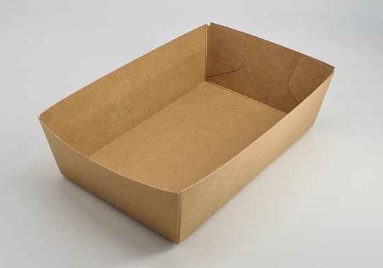 Frietbakje A9 eco 50stuks karton – kartonnen verpakking – snackbakje bruin – milieuvriendelijk – duurzaam – patat – barbecue – feestje – picknick