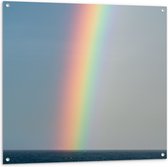 WallClassics - Tuinposter – Heldere Regenboog Landend in Zeewater - 100x100 cm Foto op Tuinposter (wanddecoratie voor buiten en binnen)