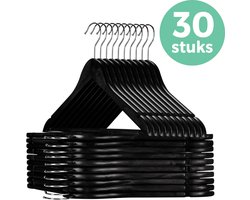LifeGoods Kledinghangers - Broekhanger - Hardhout - Zwart - 30 Stuks