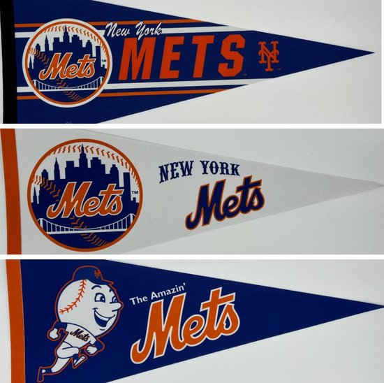 USArticlesEU - New York Mets - NY Mets - MLB - Vaantje - Baseball - Honkbal - Sportvaantje - Pennant - Wimpel - Vlag - 31 x 72 cm - The Amazin Mets