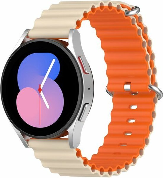 By Qubix - 20mm - Garmin Venu - Sq - Sq2 - 2 plus - Ocean Style bandje - Beige - oranje - Garmin bandje