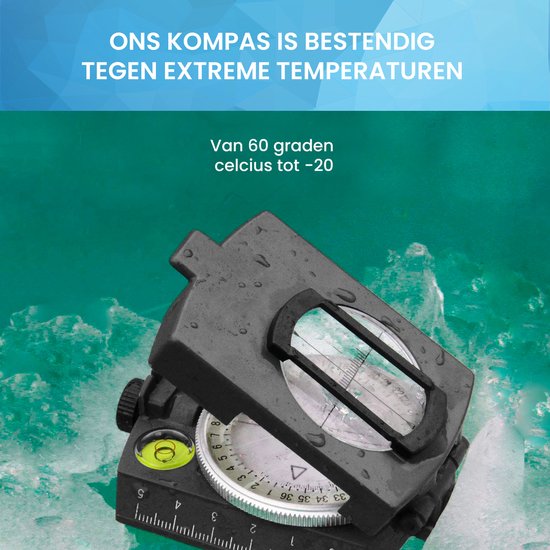 YONO Militair Kompas - RVS - Inklapbaar - Kaartlezer - Liniaal - Metaal - Survival - Zwart