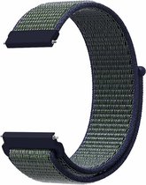 By Qubix - 20mm - Garmin Venu - Sq - Sq2 - 2 plus - Sport Loop nylon bandje - Blauw met groene band - Garmin bandje