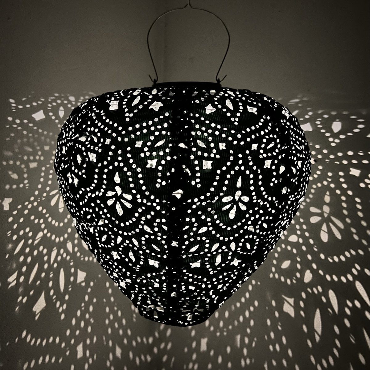 Solar lampion met motief – ballon vorm - 30 b x 30 h – zeeblauw - tuinverlichting voor buiten