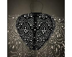 Solar lampion met motief – ballon vorm - 30 b x 30 h – zeeblauw - tuinverlichting voor buiten