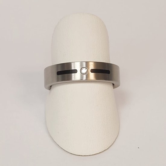 Bague acier - Teno - céramique - diamant - vente Juwelier Verlinden St. Hubert - de €198,= pour €119,=