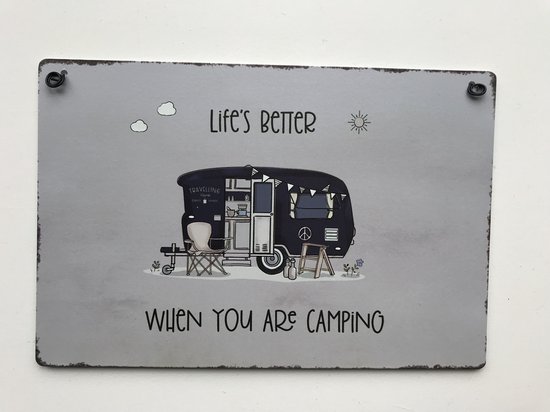 Ijzeren tekstbord Camping- life is better when you are camping  -brievenbus... | bol.com