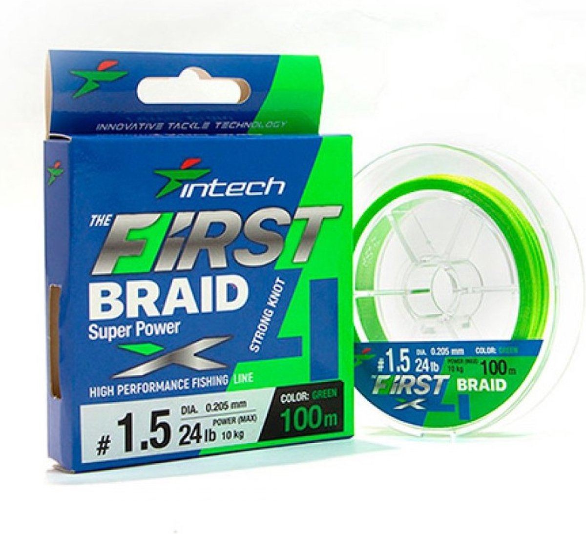 FIRST Braid PE X4 #1.0 - Green - 0.165mm - 100m - 15lb/6.81kg - Gevlochten Lijn - Roofvis Vislijn